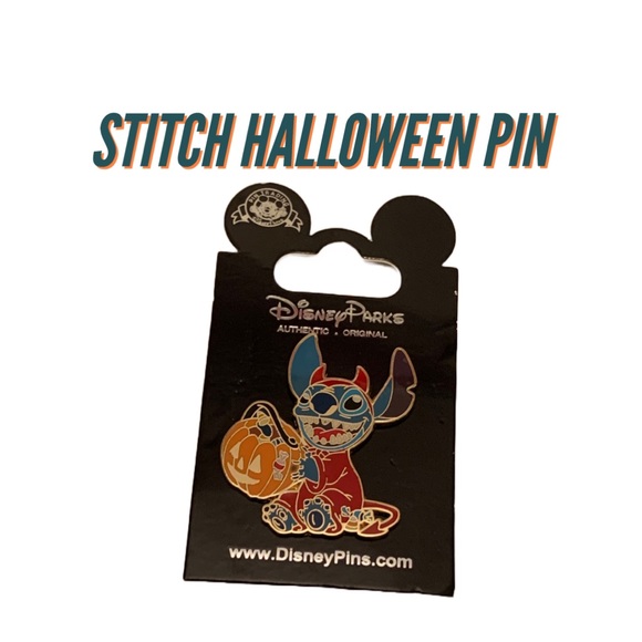 Stitch Halloween 🎃 Pin Holding a Pumpkin Candy Basket - Picture 3 of 4
